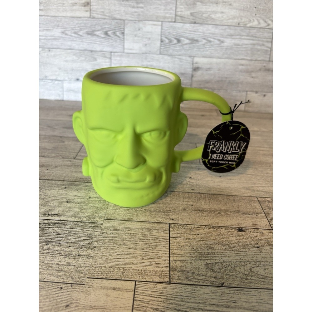 Frankenstein Neon Green Mug Gothic Halloween Soft Touch Sunday‎ Morning Ceramics